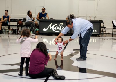 Precious moments as a infant takes the floor.