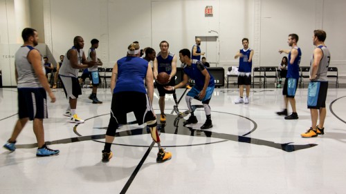 Tip off, East Coast Orthotic and Prosthetic Corp. versus Amp 1 in a friendly full-body versus amputee basketball game.